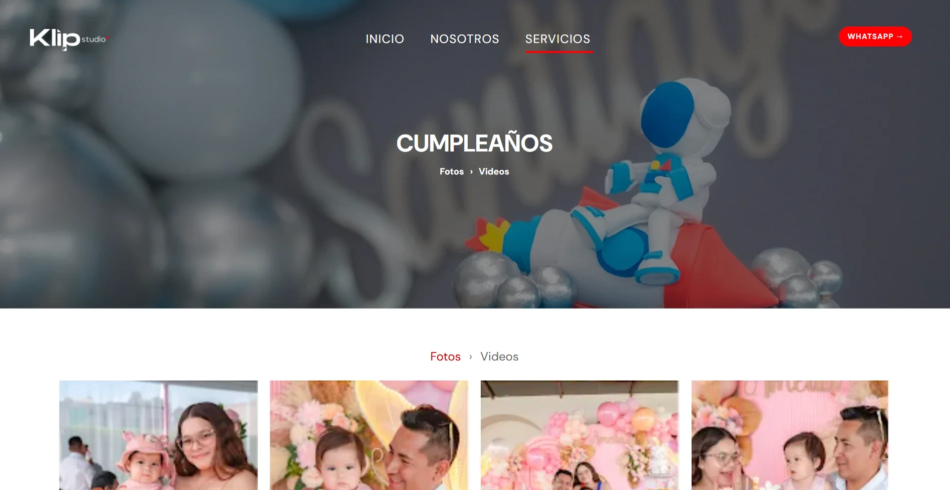 Vista de cumpleaños y beneficios del proyecto Klipp Studio